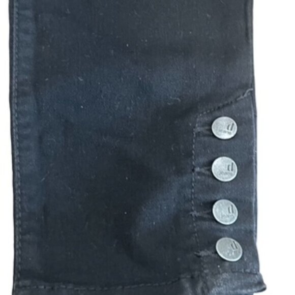 D. Jeans Black Mid Rise Jeans Women’s Size 8 Petite Button Ankle Detail - Picture 7 of 14